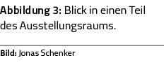 Abbildung 3: Blick in einen Teil des Ausstellungsraums  Bild: Jonas Schenker