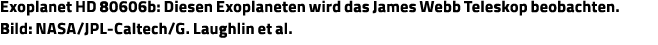 Exoplanet HD 80606b: Diesen Exoplaneten wird das James Webb Teleskop beobachten  Bild: NASA JPL-Caltech G  Laughlin e   