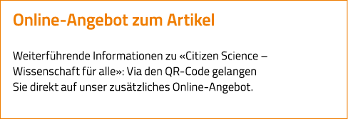 Online-Angebot zum Artikel Weiterführende Informationen zu  Citizen Science   Wissenschaft für alle : Via den QR-Code   
