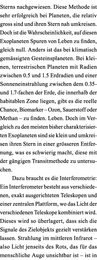 Sterns nachgewiesen  Diese Methode ist sehr erfolgreich bei Planeten, die relativ gross sind und ihren Stern nah umkr   