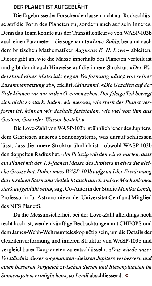 Der Planet ist aufgebläht Die Ergebnisse der Forschenden lassen nicht nur Rückschlüsse auf die Form des Planeten zu,    