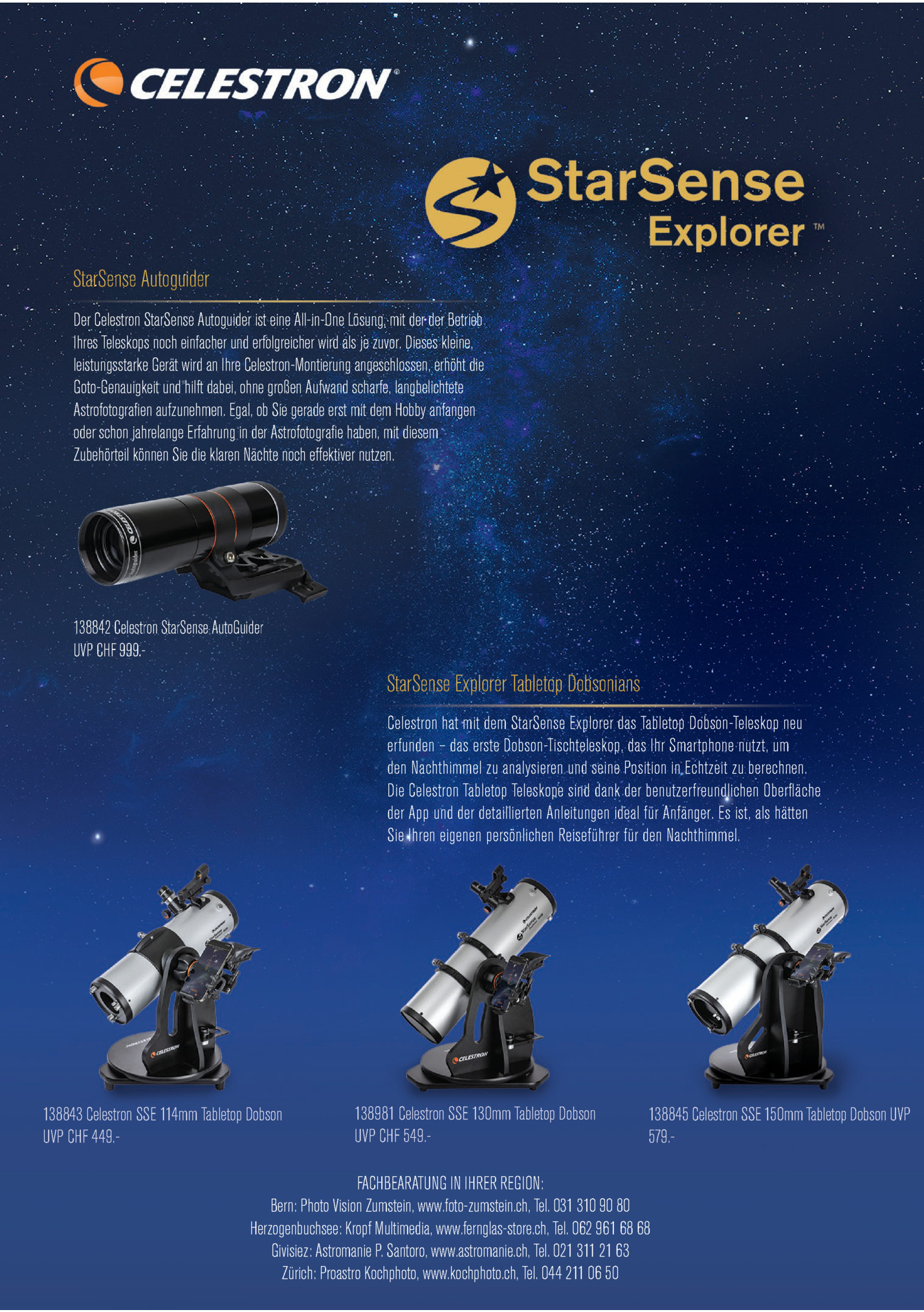 Starsense Autoguider
Der Celestron Starsense Autoguider Ist Eine All-in-one Lösung, Mit Der Der Betrieb
Ihres Teleskops Noch Einfacher Und Erfolgreicher Wird Als Je Zuvor. Dieses Kleine,
Leistungsstarke Gerät Wird An Ihre Celestron-montierung Anges...