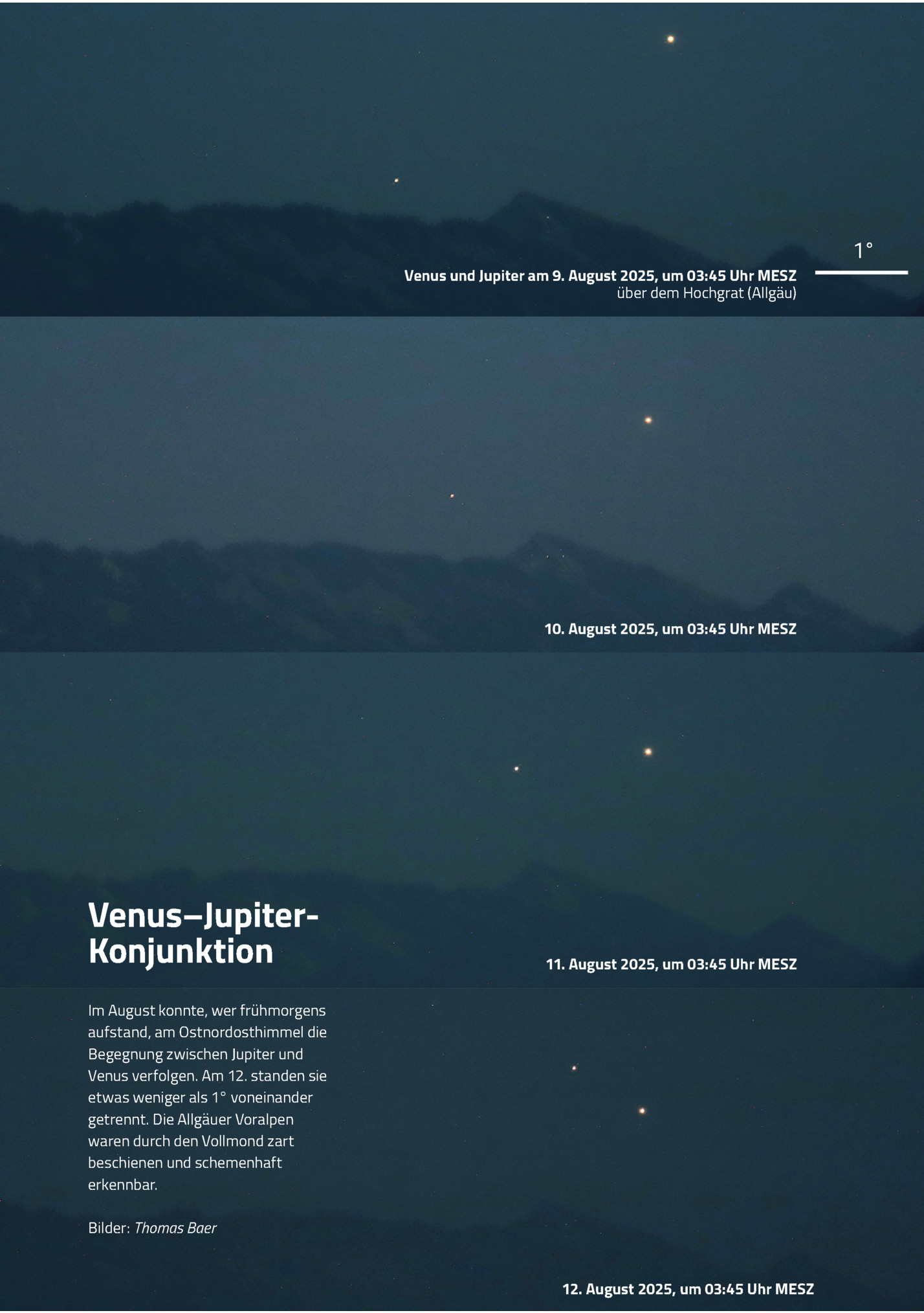 Aus Der Sag-sas 57

Venus Und Jupiter Am 9. August 2025, Um 03:45 Uhr Mesz
über Dem Hochgrat (allgäu)

10. August 2025, Um 03:45 Uhr Mesz

Venus–jupiterkonjunktion

11. August 2025, Um 03:45 Uhr Mesz

Im August Konnte, Wer Frühmorgens
Aufstand, ...